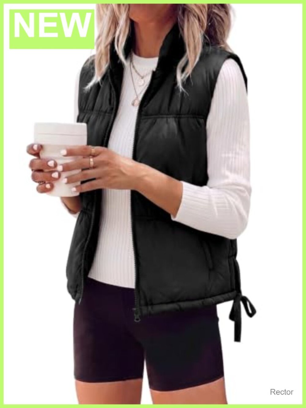 Women's Puffer Vest Sleeveless Stand Collar Zip Up Cropped Quilted Jacket